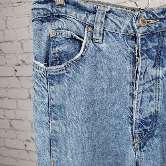 Free People We The Free Blue Denim Relaxed Wide Leg High Rise Jeans 29 (29x29) - Picture 10 of 16